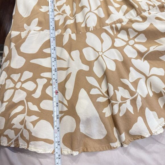 Anthropologie Abel the Label Tan White Tropical Floral Maxi Dress Resort large - Picture 10 of 11